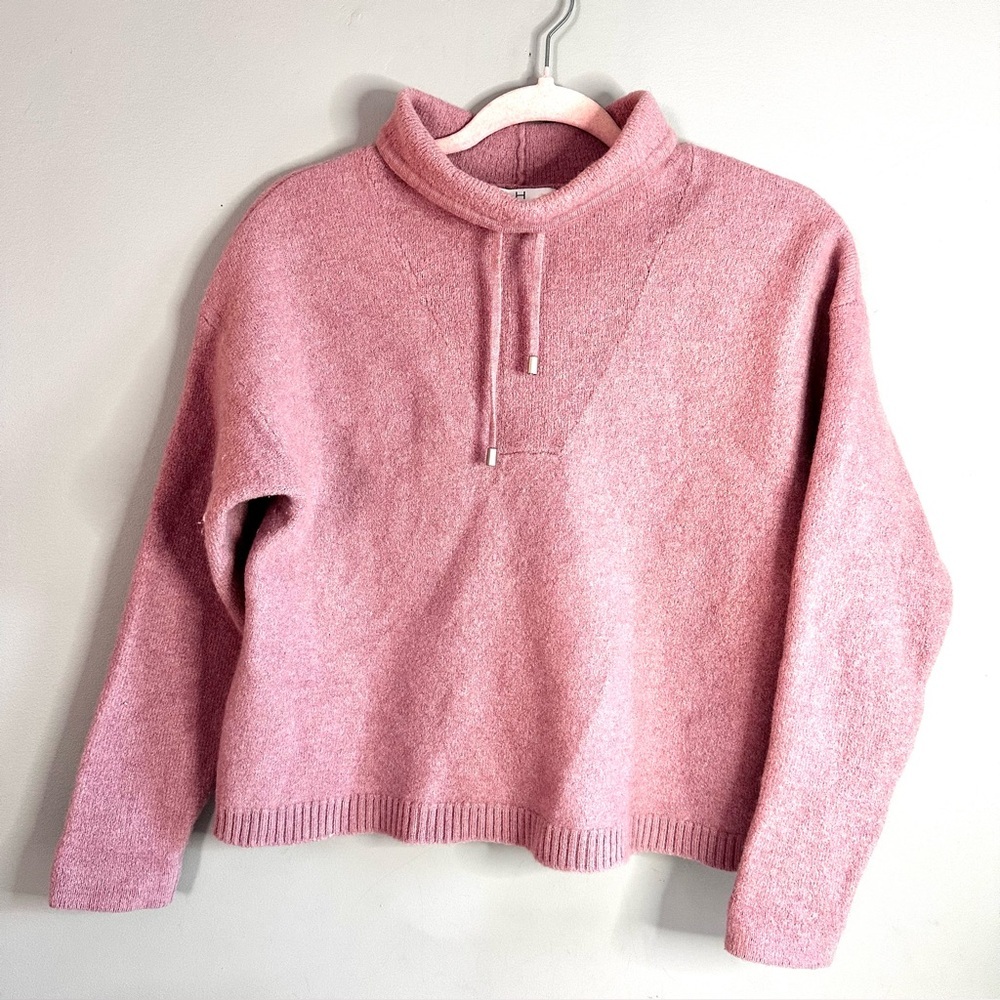 HALSTON 100% Extra Fine Merino Wool Sweater, Pink, Roll Neck, Size XL